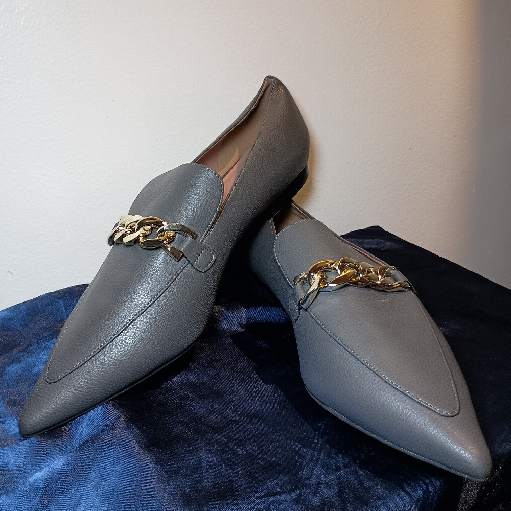 NWOB Linea Paolo Mabel Grey Slip on Pointed Toe Loafer Size 11